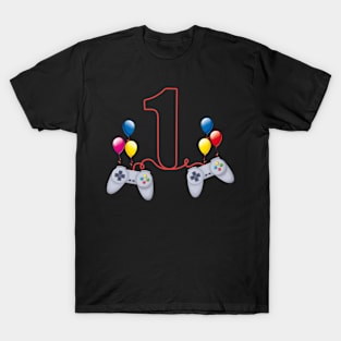 1st Birthday Boy one-Year Old Video Game Player Kids T-Shirt